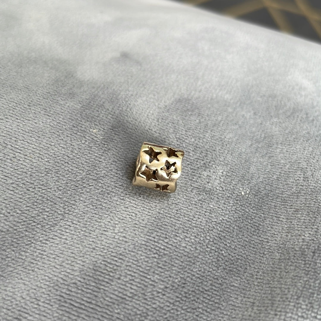 Genuine Pandora Solid 14ct Gold Tunnel Star Openwork Charm HTF