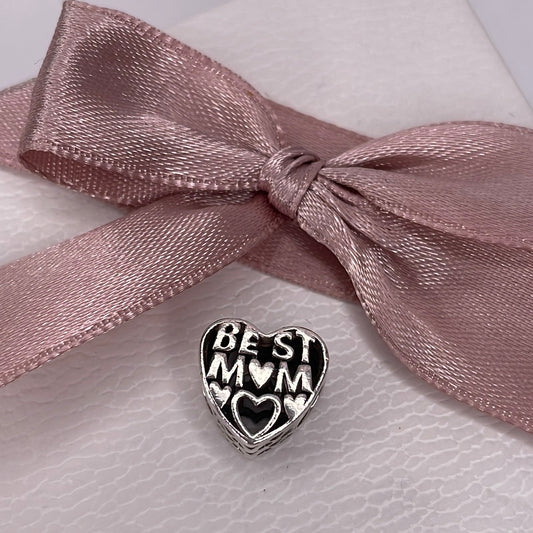 Genuine Pandora Best Mum Mom Charm Heart Gift