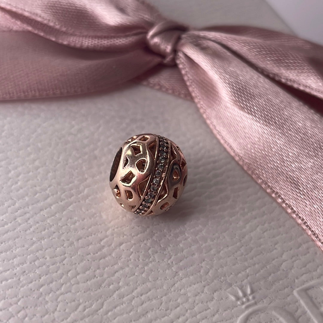 Genuine Pandora Rose Gold Intricate Pave Openwork Charm