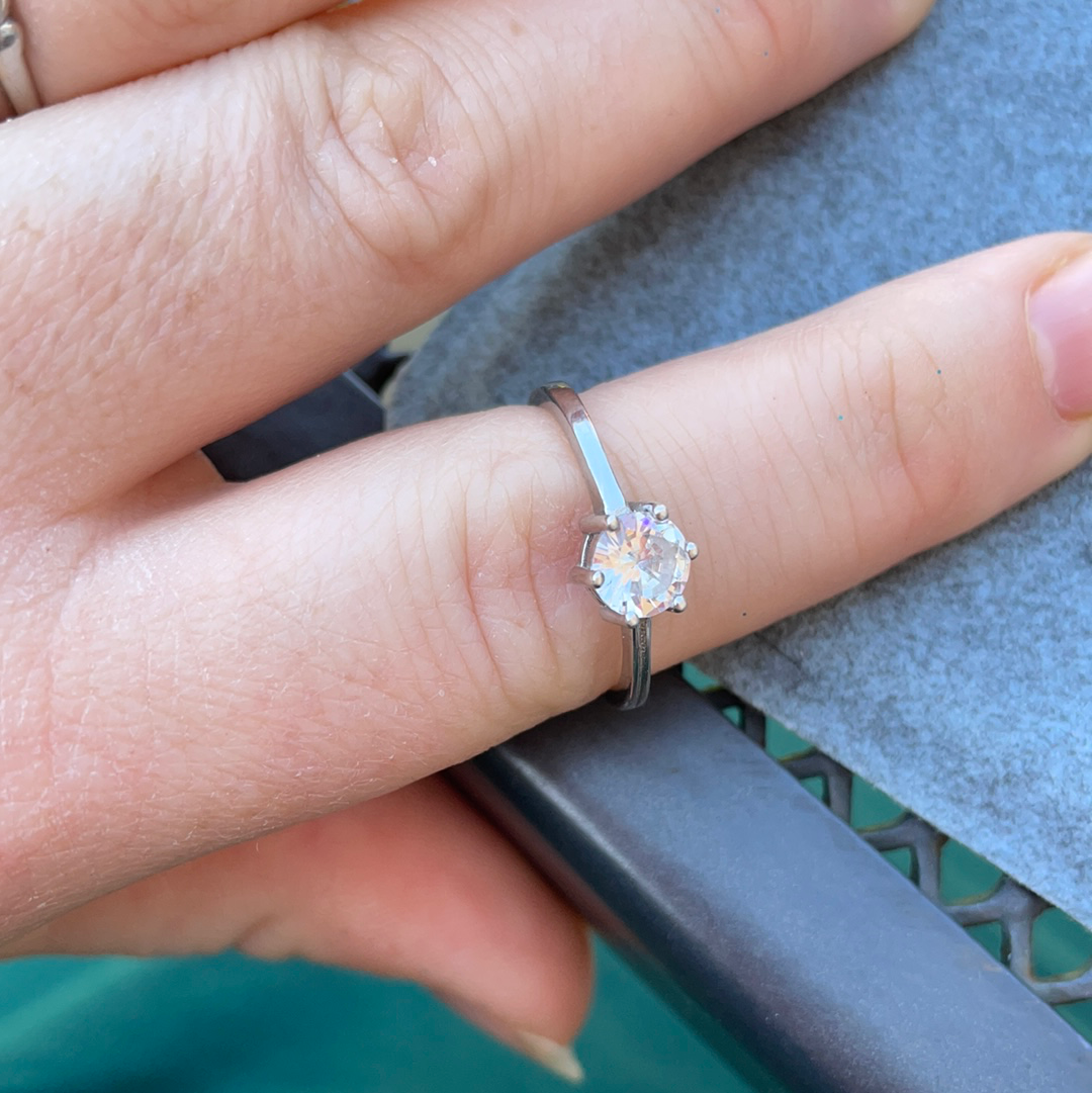 Unbranded But Beautiful Clear Stone Ring With CZ Size 58