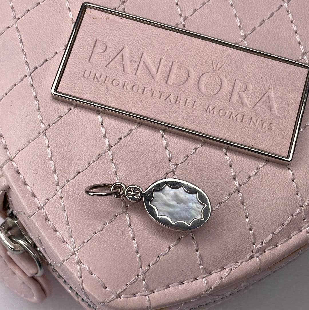 Genuine Pandora RARE and Beautiful White Pearl Mother of Pearl Smoked Quartz Pendant Charm
