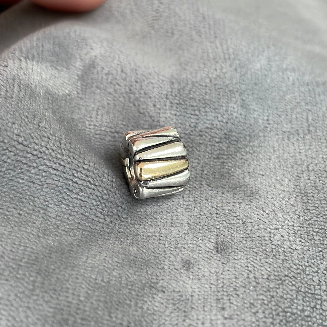 Genuine Pandora Two Tone Rare and HTF Damen Triangle Line Charm