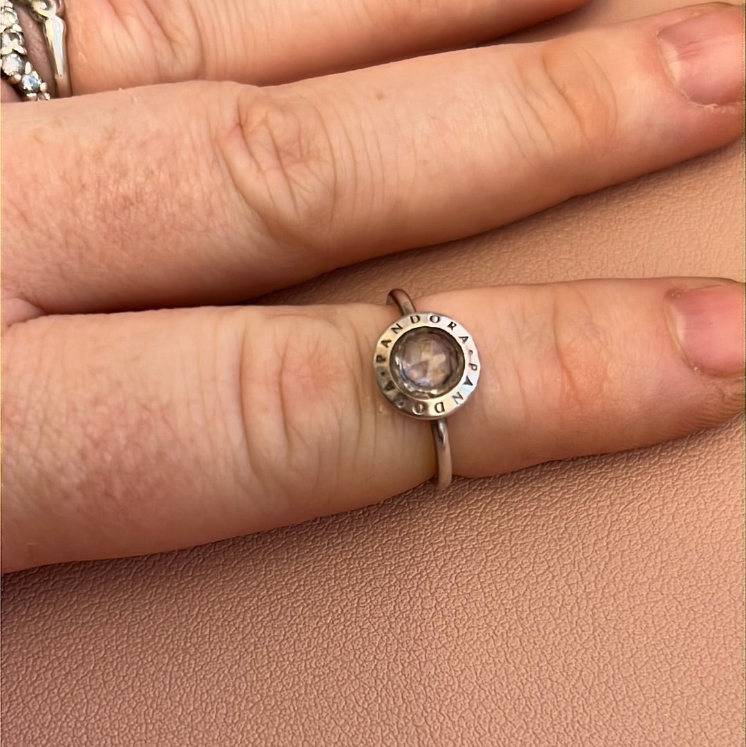 Genuine Pandora Clear CZ Logo Pandora Word Ring 54