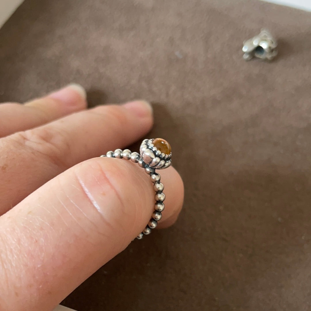 Genuine Pandora Yellow Birthstone Ring Size 54