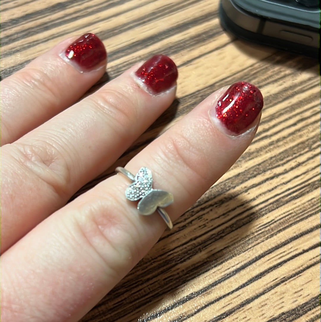 Genuine Pandora Pave Half and Half Butterfly Sparkle Ring 50
