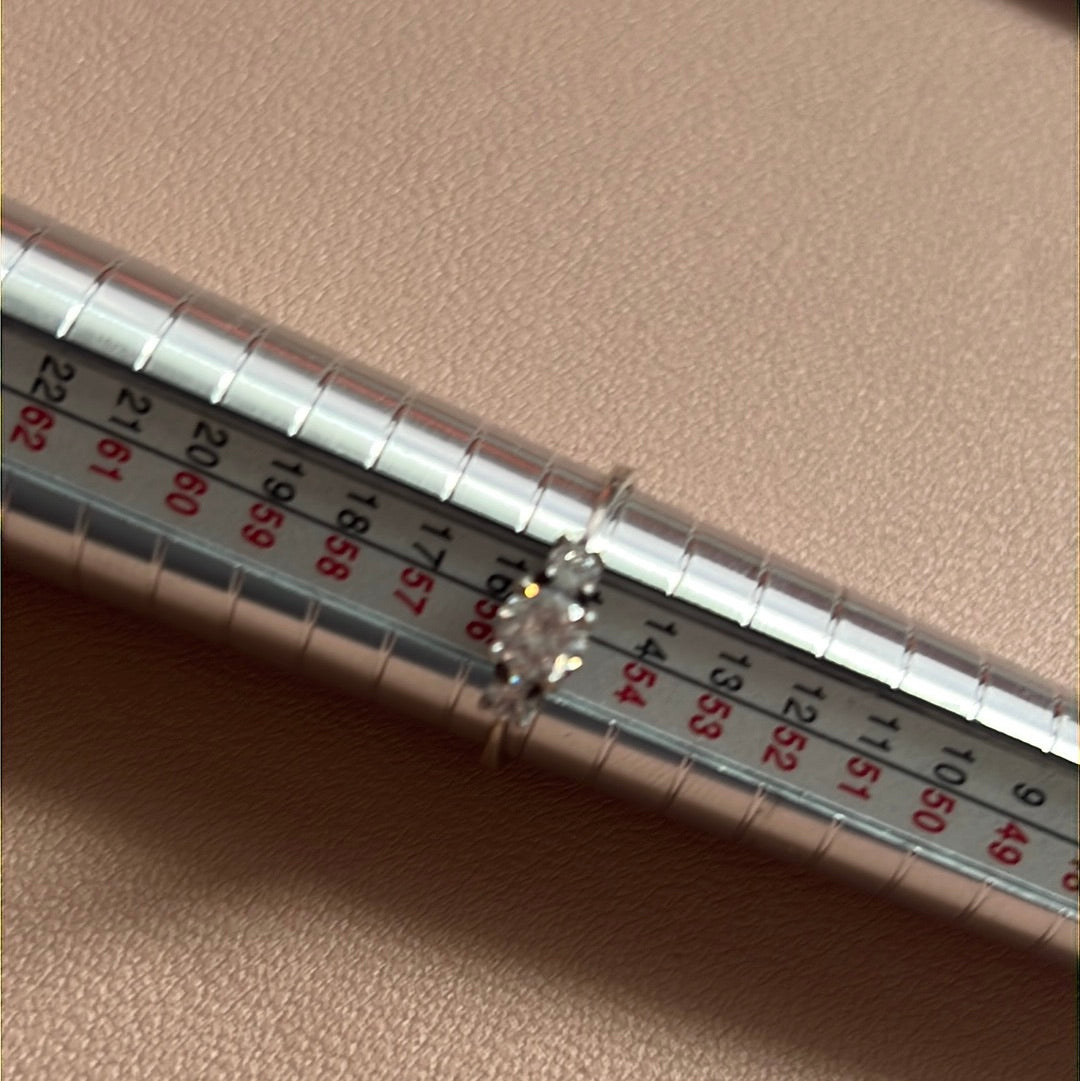 Sterling Silver 3 Square Stone Pave Stone Ring 55