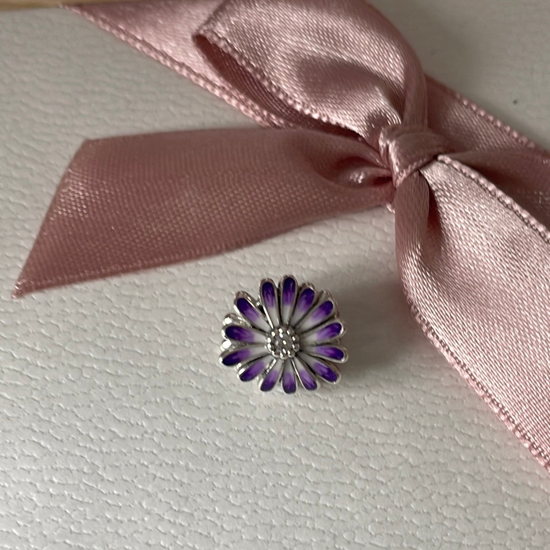 Genuine Pandora Purple Enamel Daisy Flower Ball