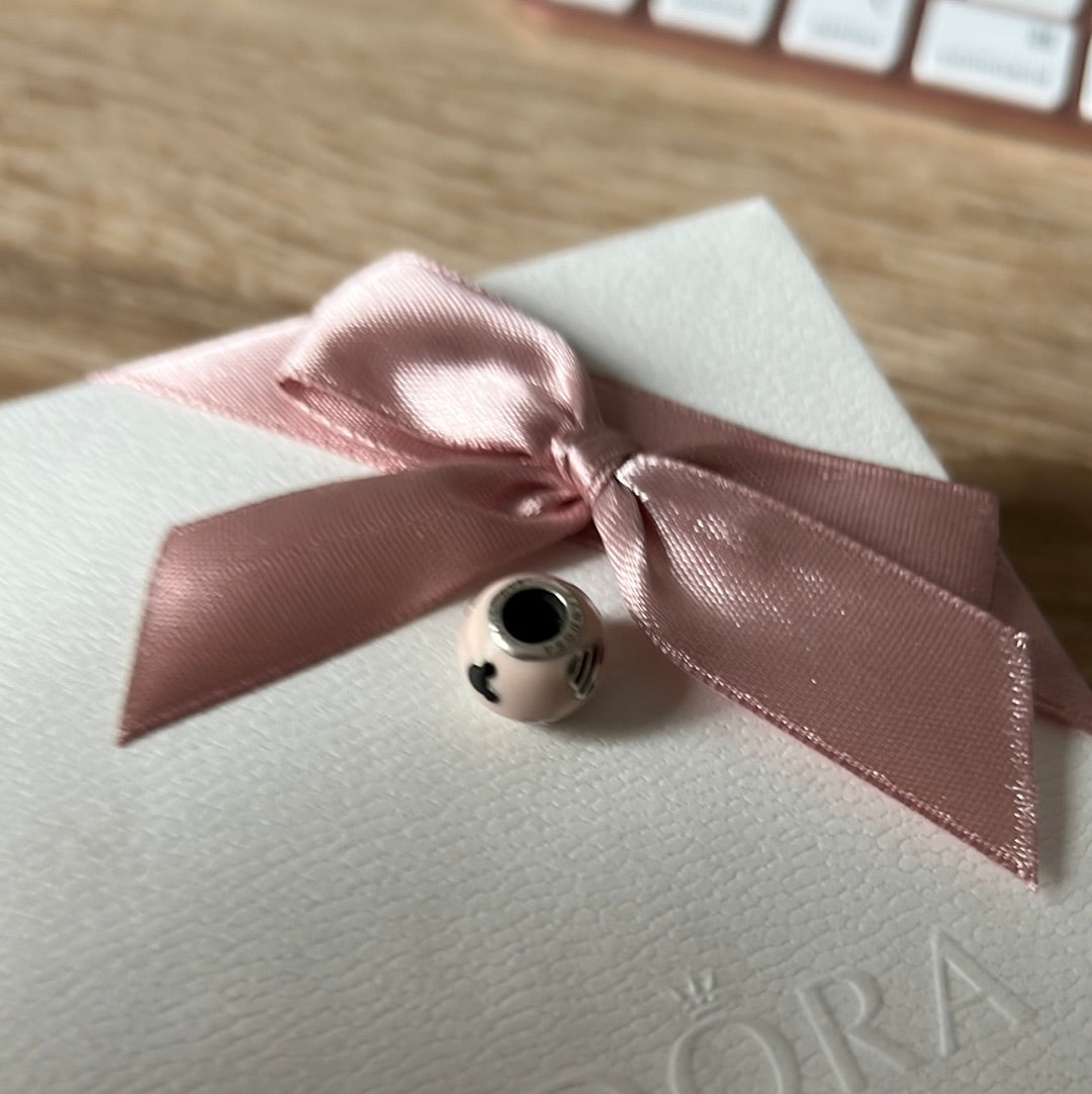 Genuine Pandora Disney Parks Enamel Pink Mickey Mouse Enamel Charm RARE