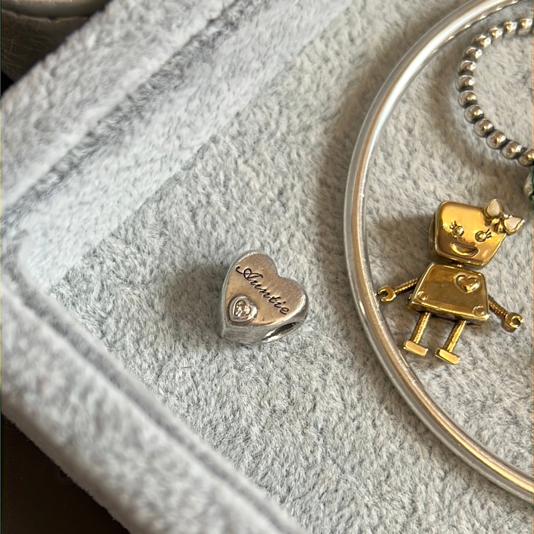 Genuine Pandora Aunt Charm with Pave Heart