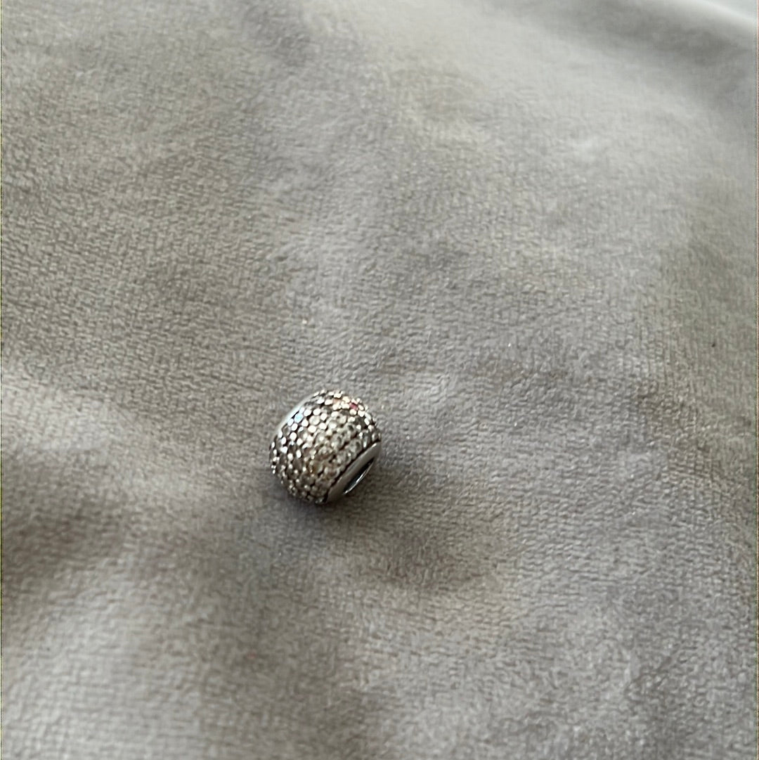 Sterling Silver Pave Sparkle Ball Charm Clear
