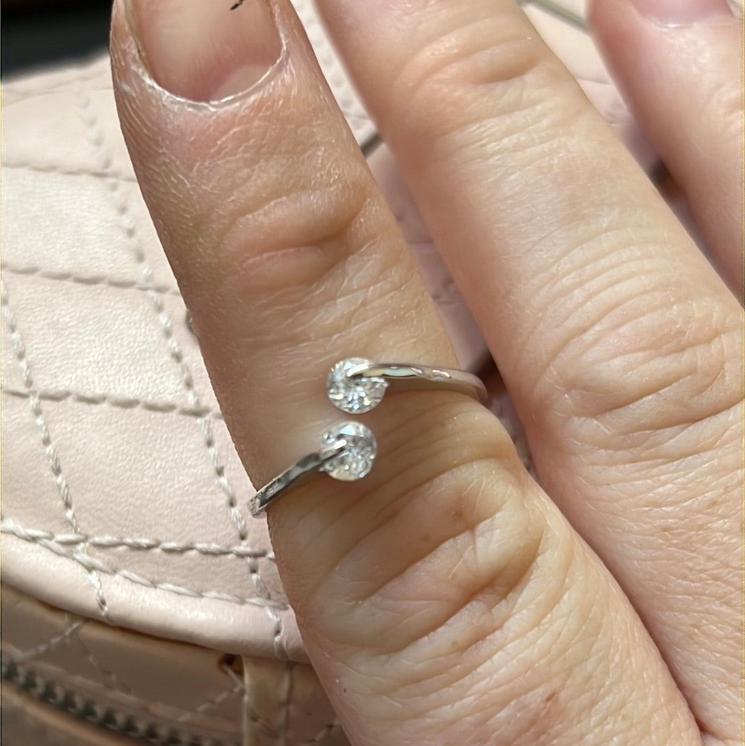 Sterling Silver Pave and CZ Open Ring Size 56 (slightly adjustable)