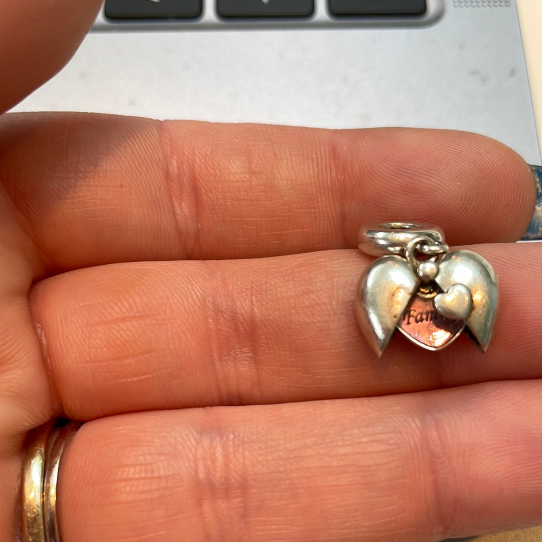 Genuine Pandora Red Family Heart Enamel Dangle and Charm Dangle Gift