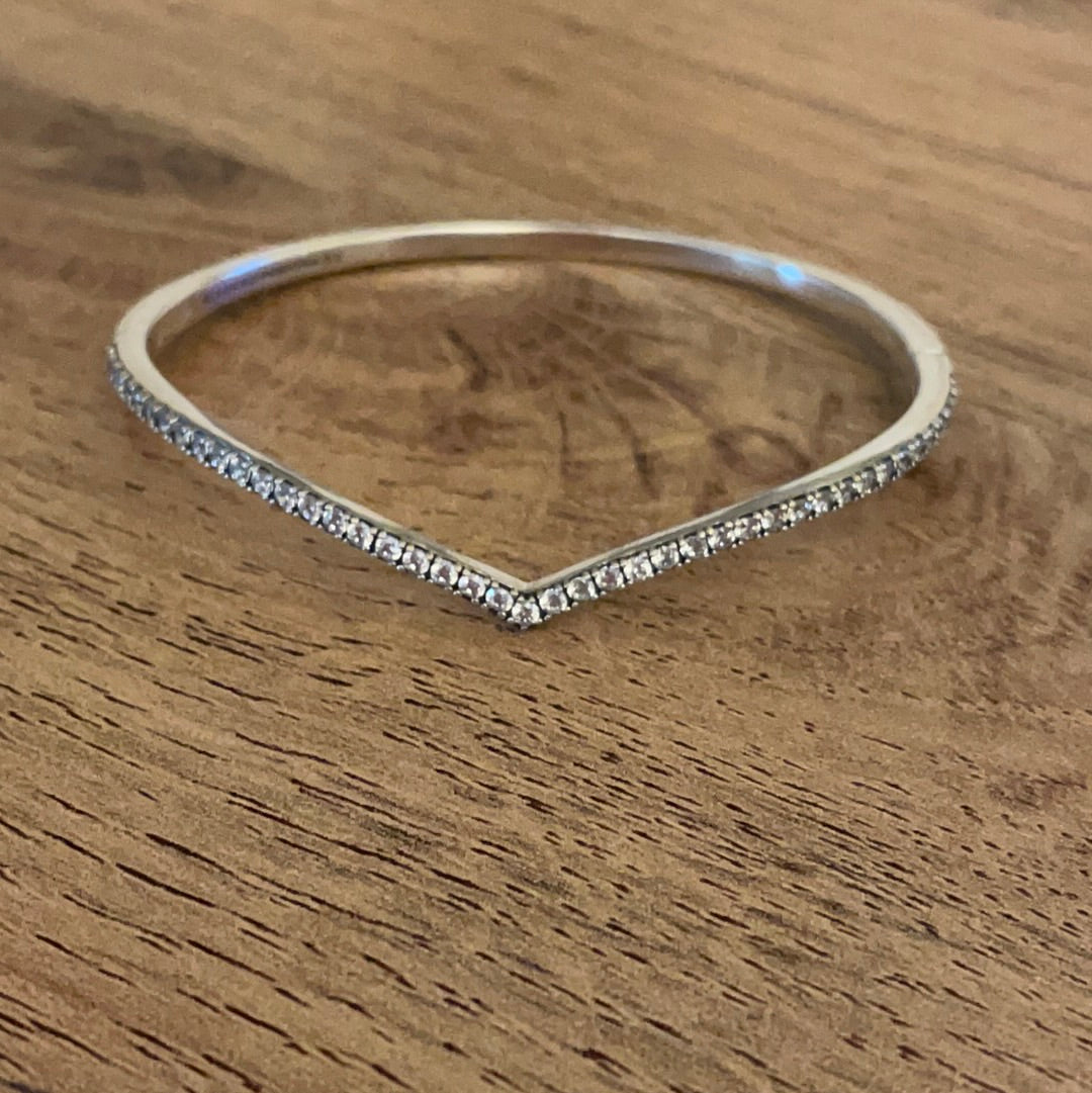 Genuine Pandora (Pave Sparkling) OR Plain Wishbone Bangle Size