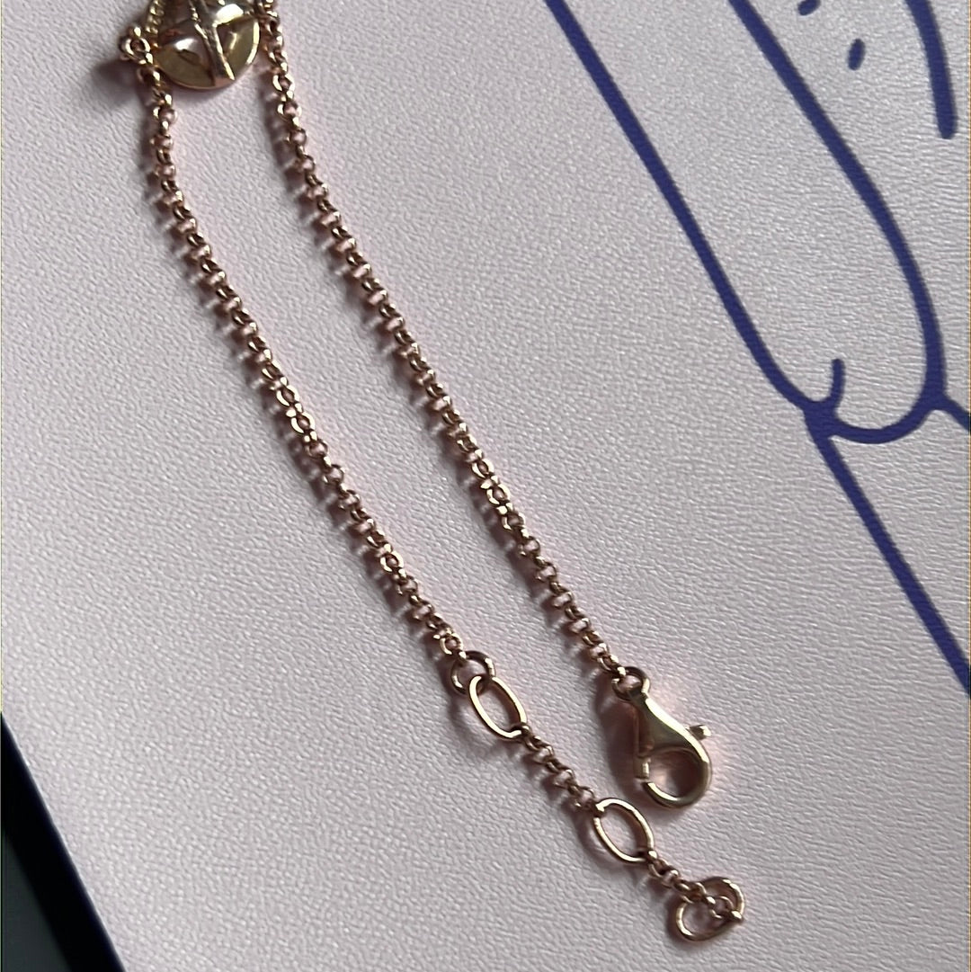 Genuine Thomas Sabo Rose Gold Luna Rose Quartz Pave Bracelet 19cm