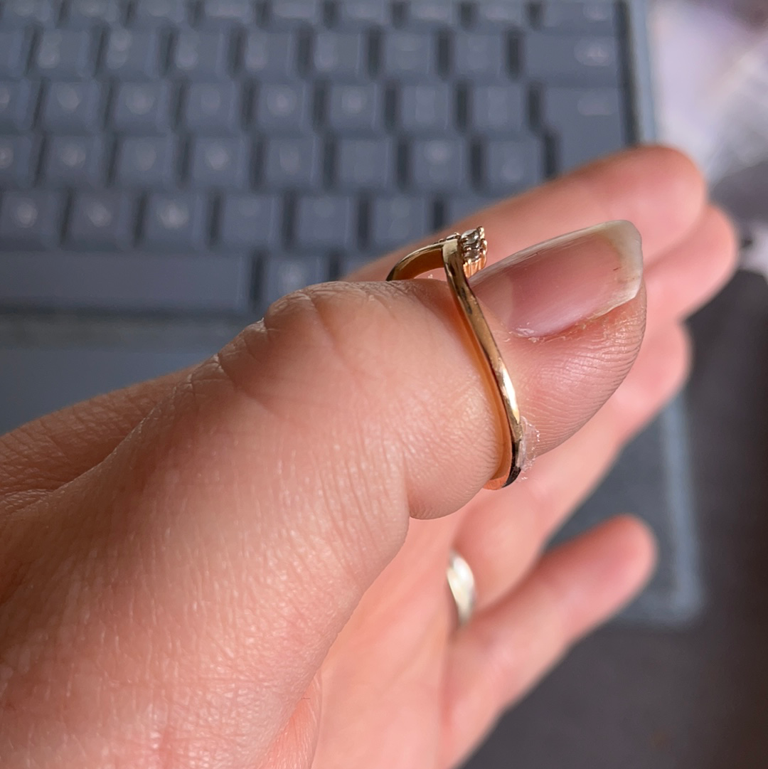 Genuine Pandora Rose Gold Pave Diamond Wishbone Ring Size 56