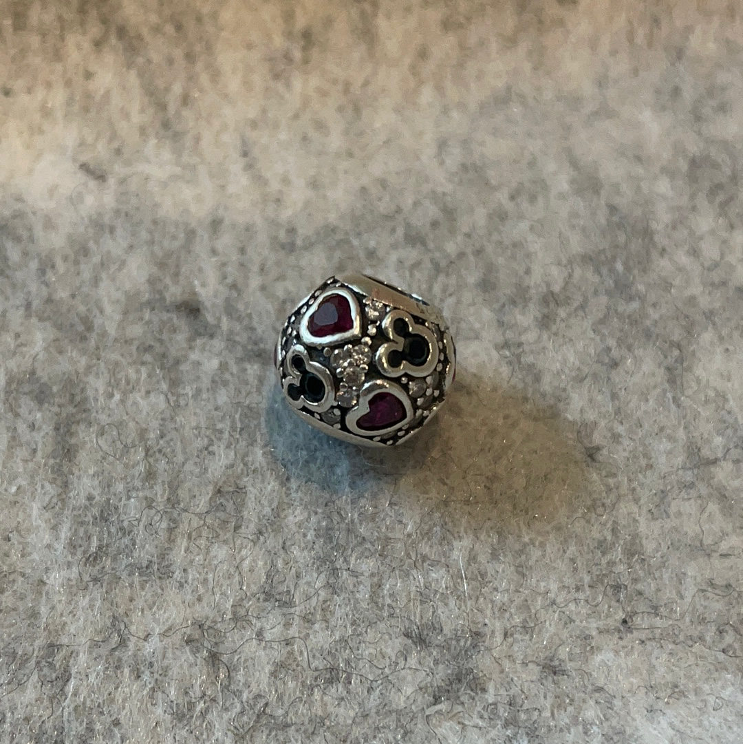 UNBRANDED Disney Mickey Mouse Heads Black and Clear CZ Pave Charm CHEAP