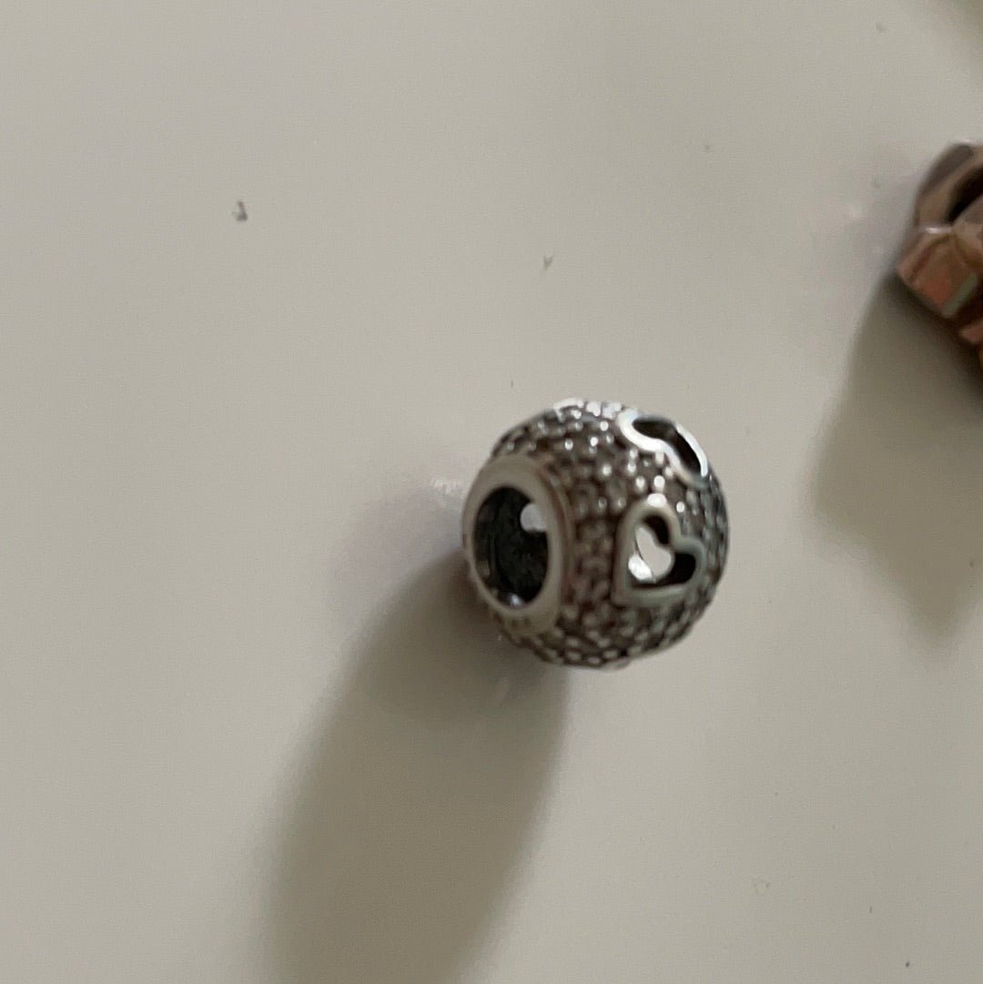 Genuine Pandora Clear Stone Openwork Heart Pave Ball