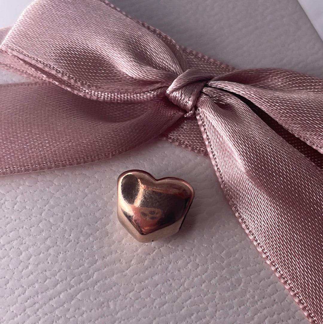 Genuine Pandora Rose Gold Plain Puffed Heart