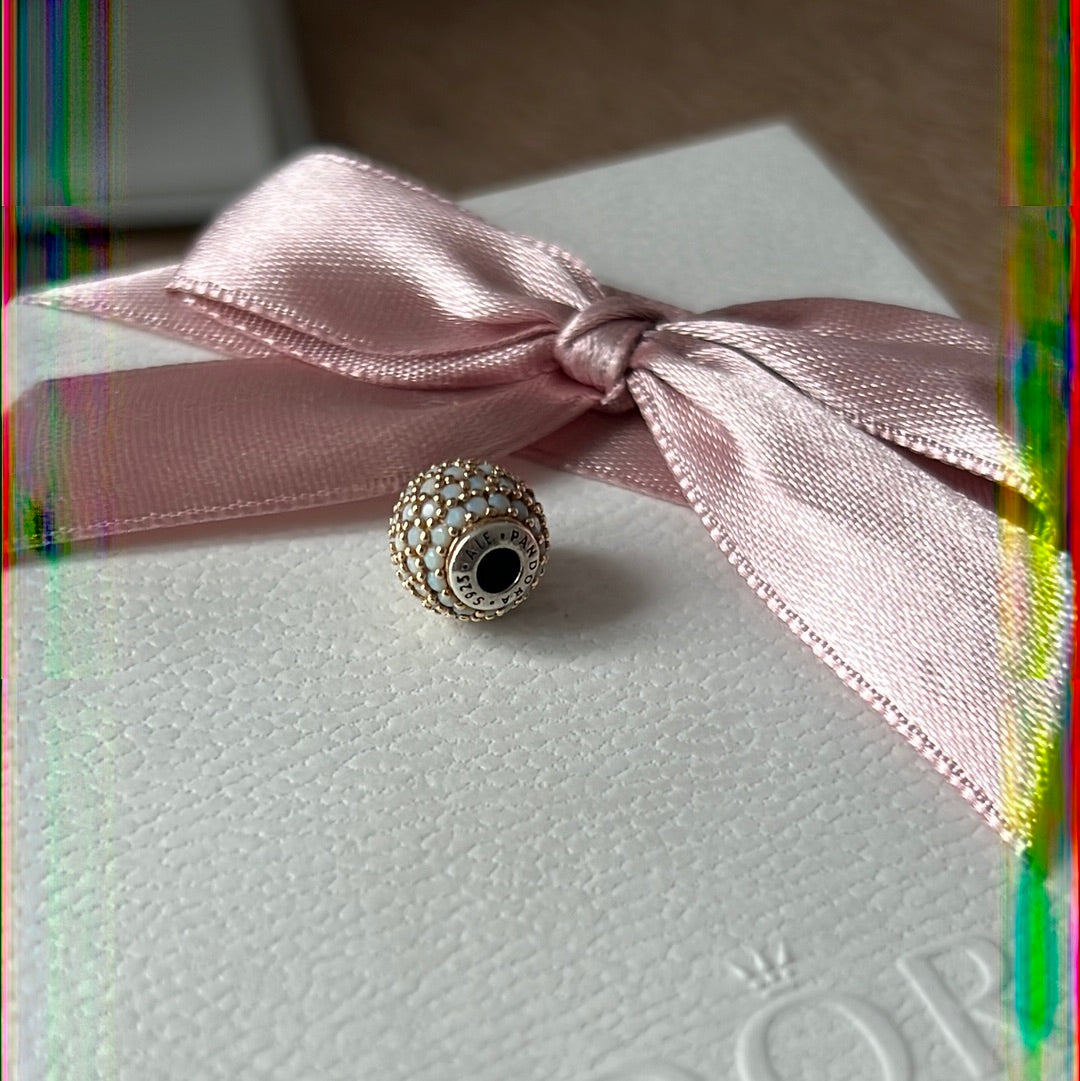 Genuine Pandora Essence Two Tone White Quartz Hope Gemstone Charm