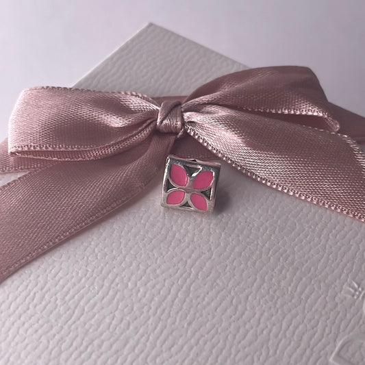 Genuine Pandora Pink OR Orange Enamel Flower Charm