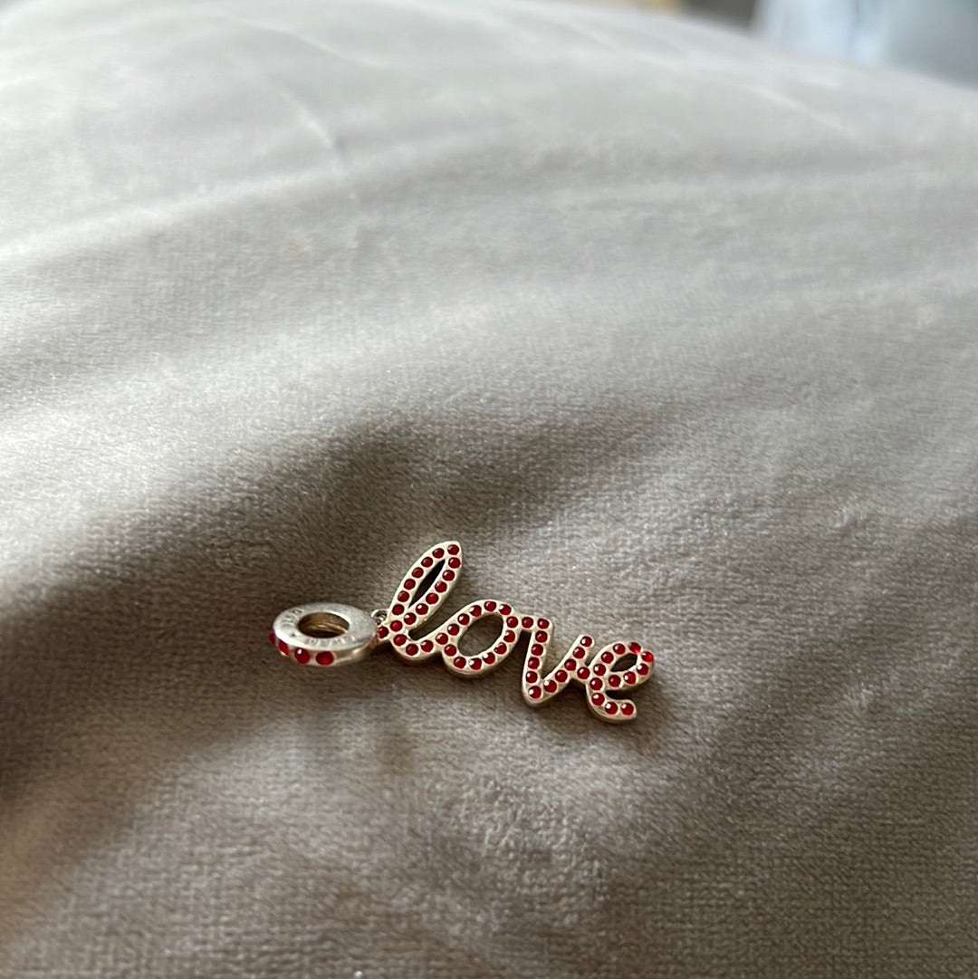 Genuine Chamilia Love Word Dangle Red Pave Large