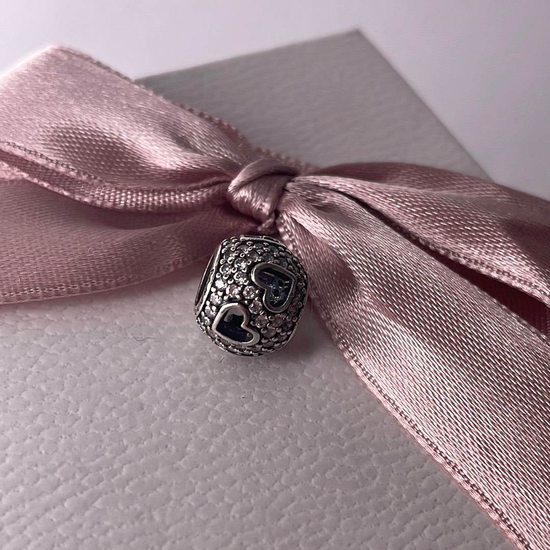 Genuine Pandora Clear Stone Openwork Heart Pave Ball