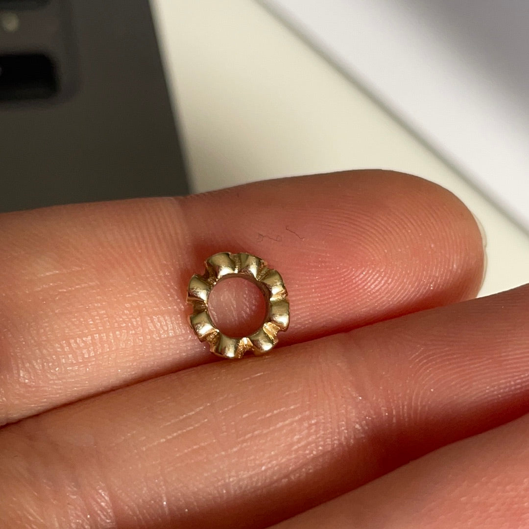 Genuine Pandora Solid 14ct Gold Tiny Roses Swirl Spacer Charm HTF