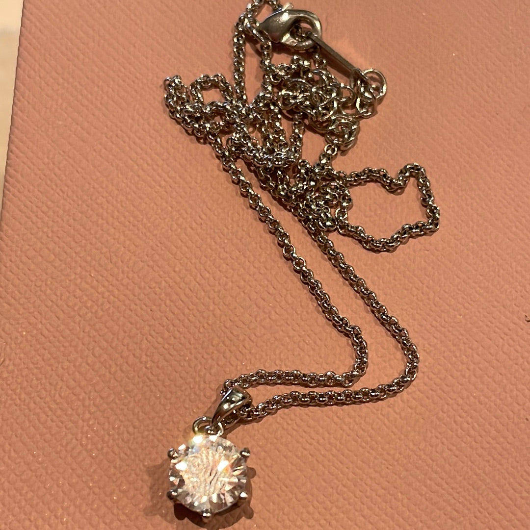 Brand New Sterling Silver Clear Pave CZ Necklace with Adjustable 40cm Chain