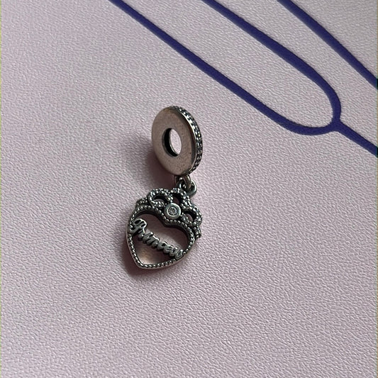 Genuine Pandora Princess Pave Dangle Charm CZ