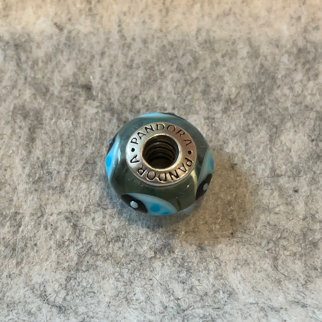 Genuine Pandora Blue Ladybird Murano Glass Charm