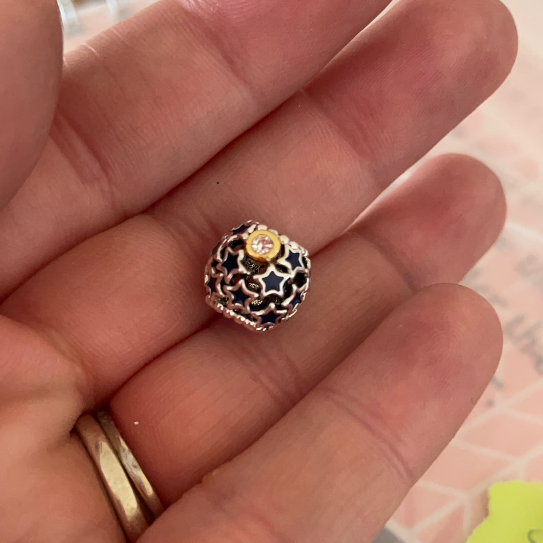 Genuine Pandora Illuminating Stars Sky Two Tone Gold Star Charm Openwork