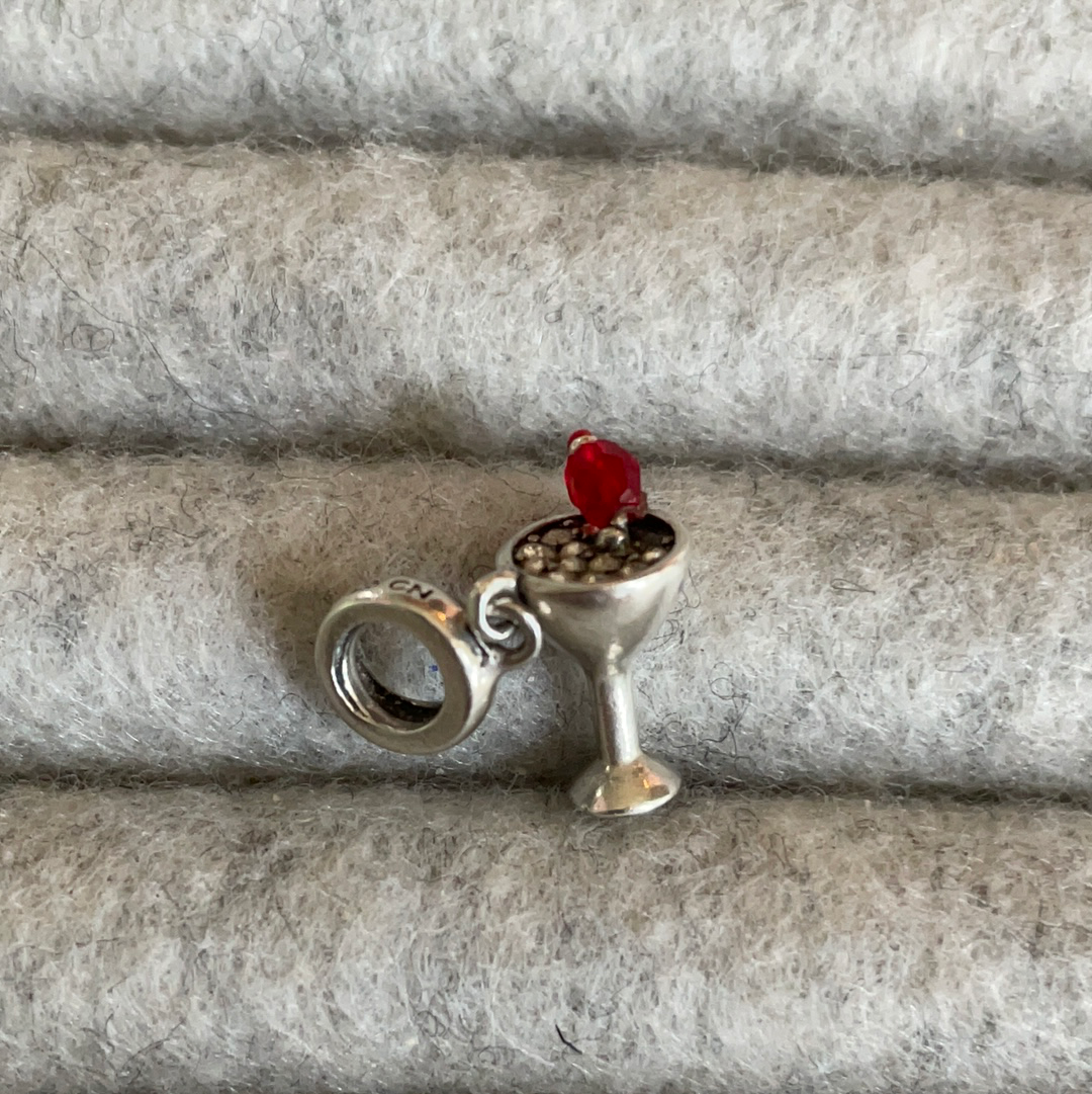 Genuine Chamilia Sparkle Cocktail Glass With Stone Cherry Charm