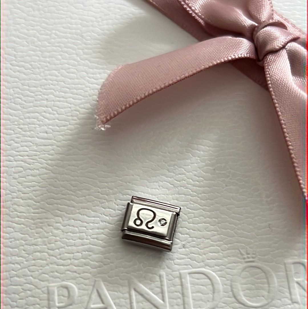 Genuine Nominations Silver Link Charm CZ Horoscope Leo