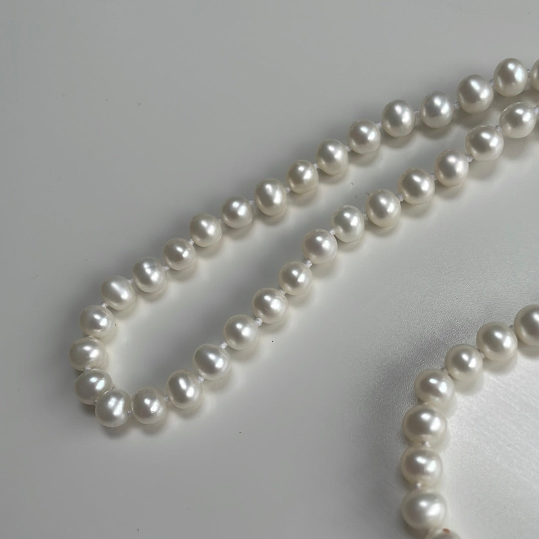 Sterling Silver and Pearl Necklace and Bracelet Set