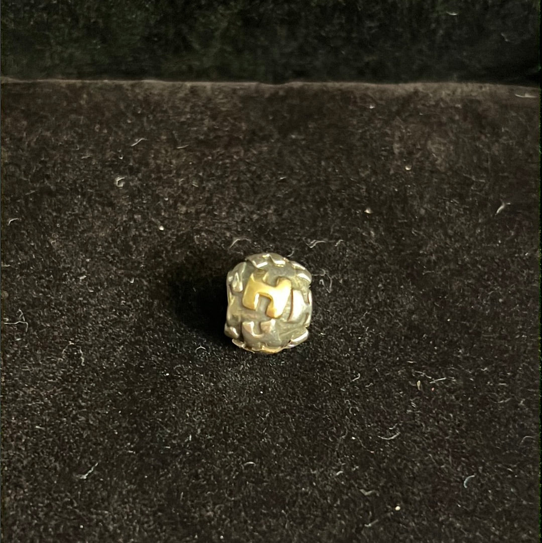 Genuine Pandora Two Tone Letter H Initial Rare Retired