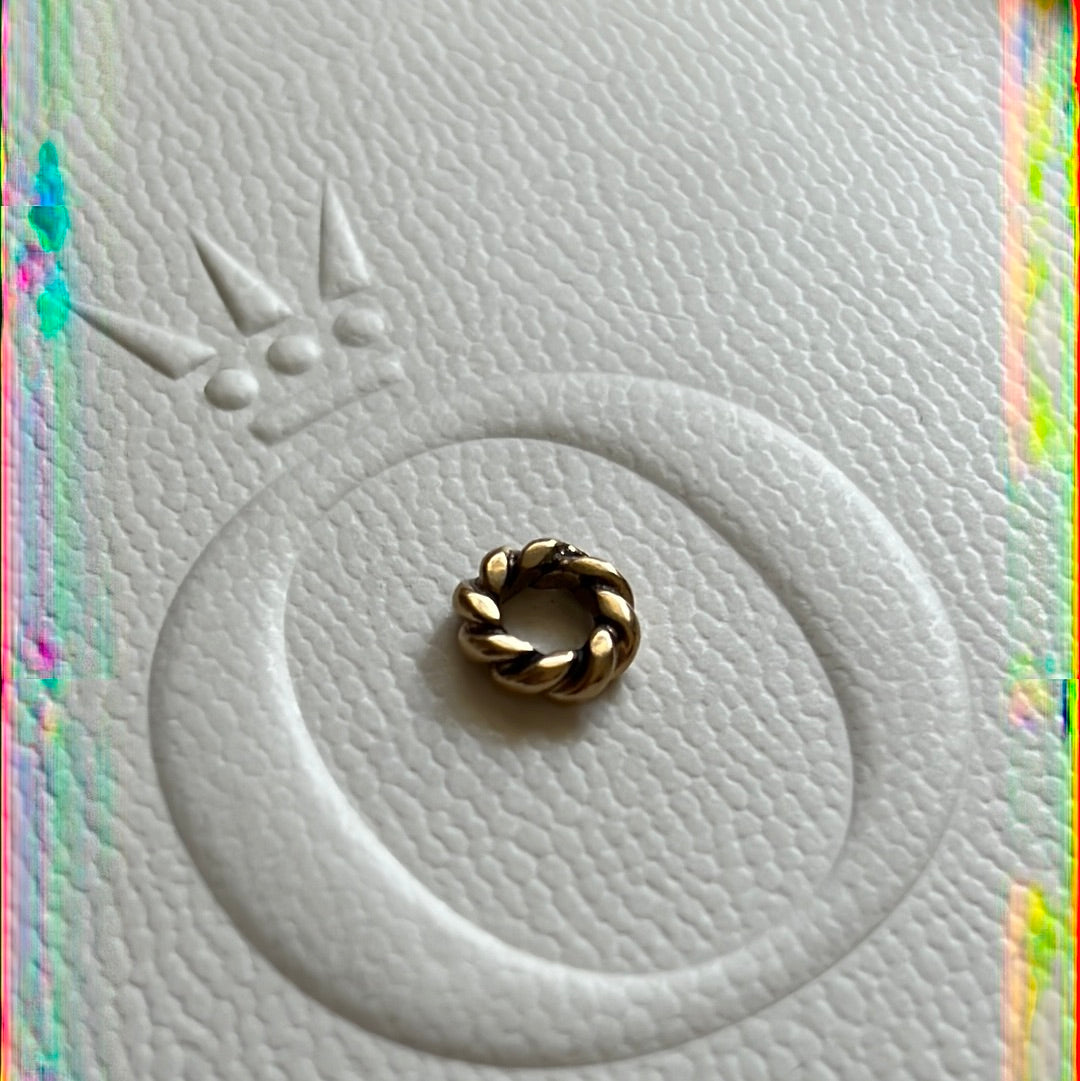 Genuine Pandora Solid 14ct Gold Twist Spacer Charm RARE HTF