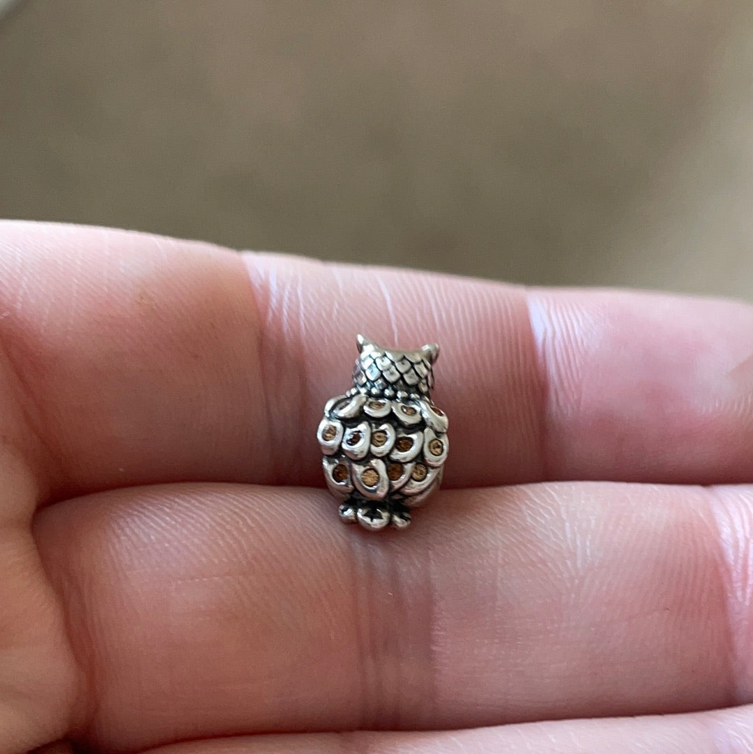 Genuine Chamilia Red Enamel Embellished Owl Animal Charm
