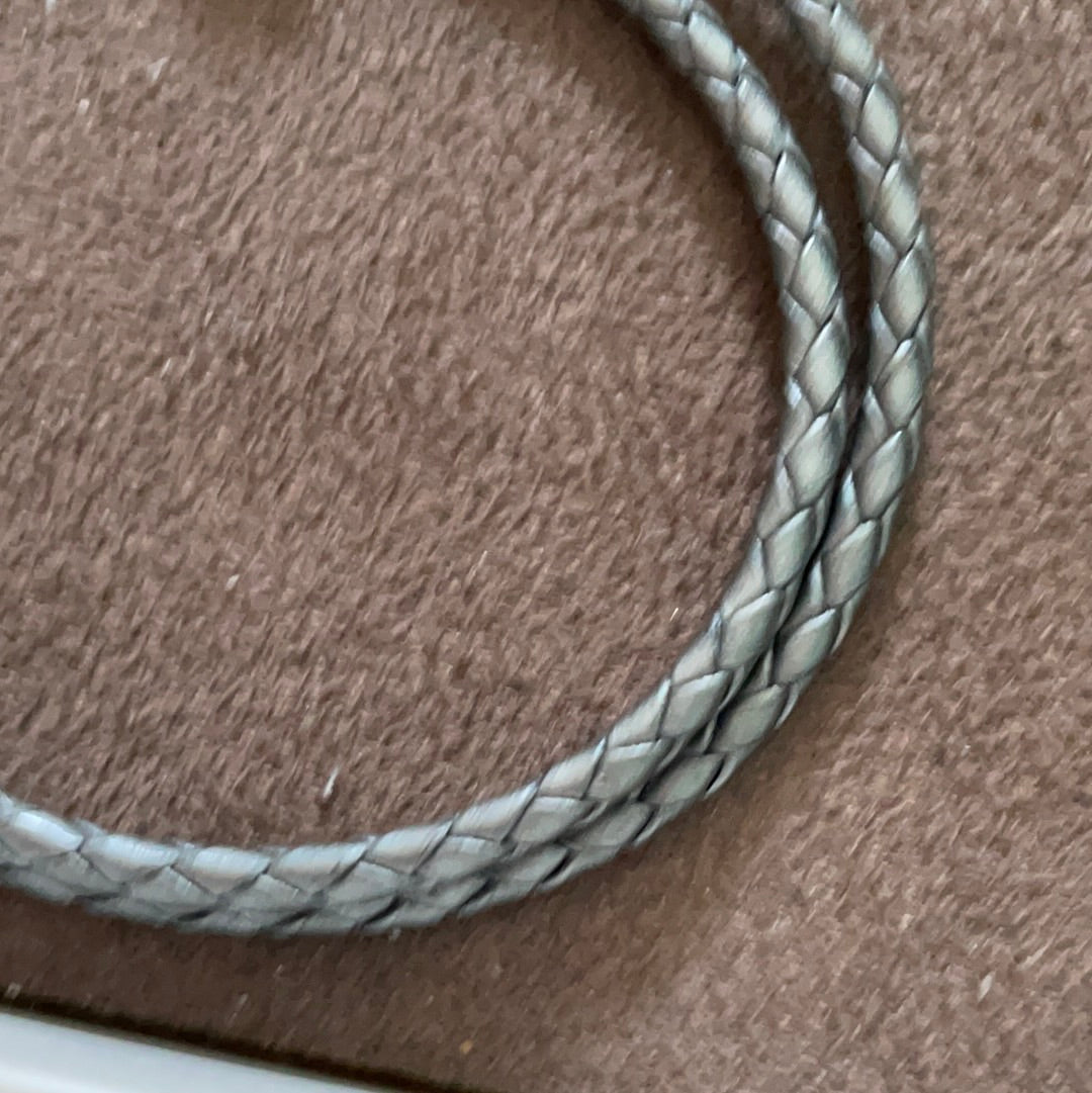 Genuine Pandora Silver Space Grey Double/ Triple Leather Medium