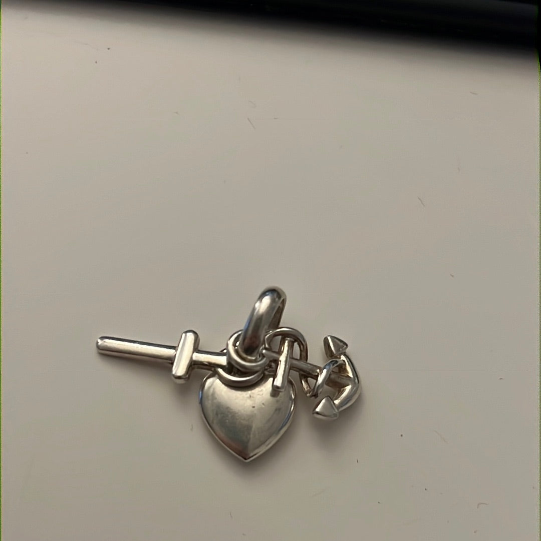 Genuine Links of London Sterling Silver Anchor Cross and Heart Charm fits on Sweetie Bracelet