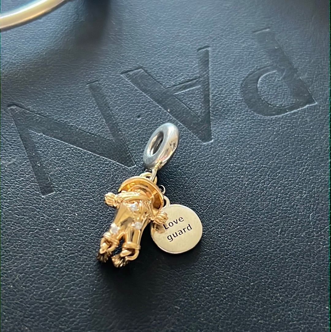 Genuine Pandora Shine Gold Love Guard Scarecrow Dangle Charm