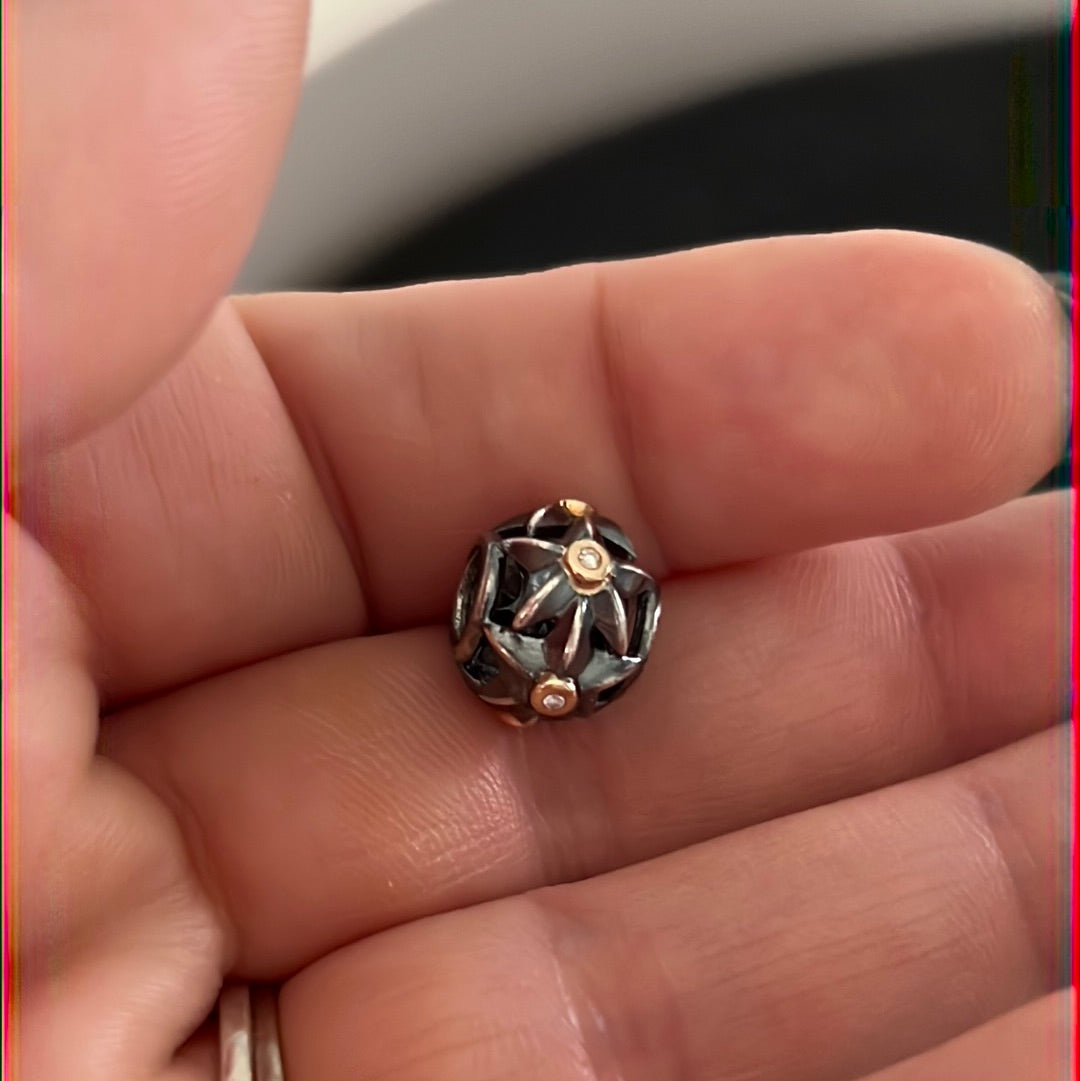 Genuine Pandora Stella Star Two Tone Hyper Rare Openwork Charm
