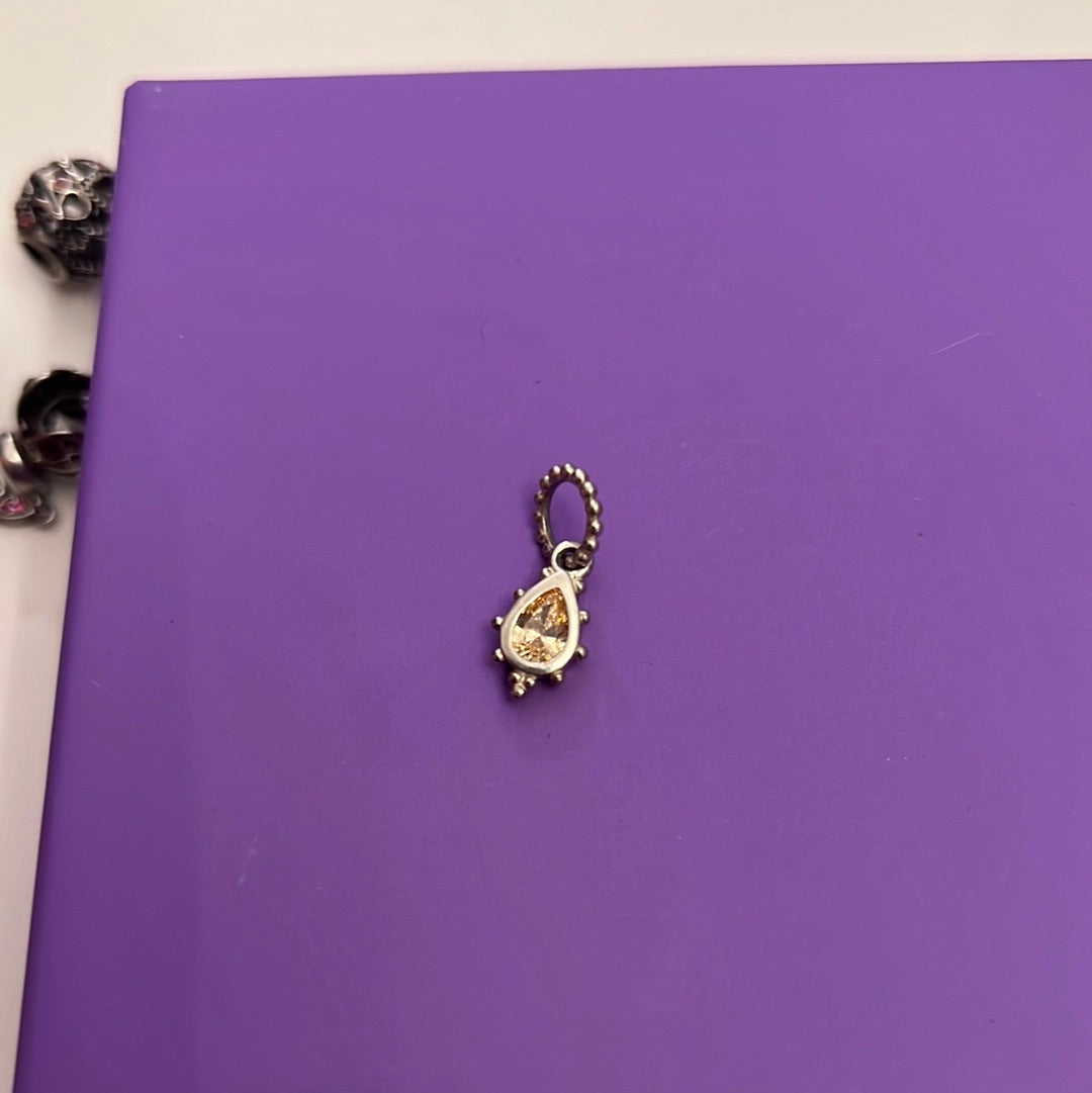 Genuine Chamilia Little CZ Teardrop Gold Dangle Charm