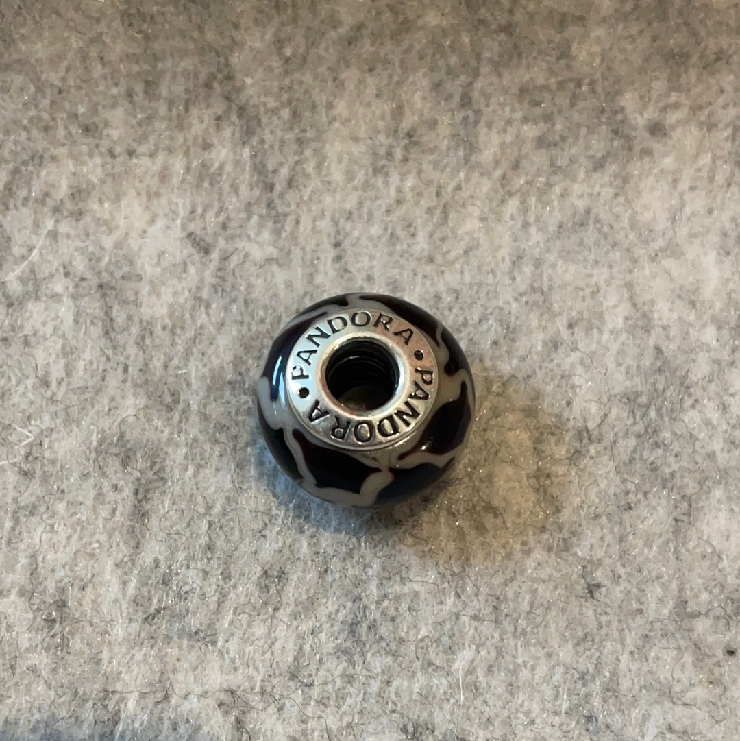 Genuine Pandora Retired Rare HTF Masai Giraffe Animal Print Murano Glass Charm SALE