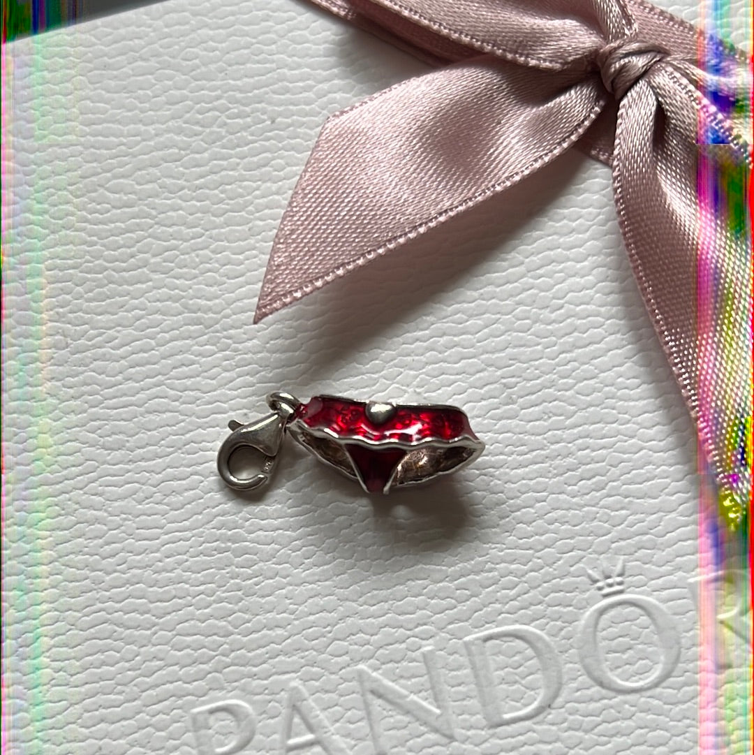 Genuine Thomas Sabo Sterling Silver Enamel Dangle Charm Red Bikini Bottoms