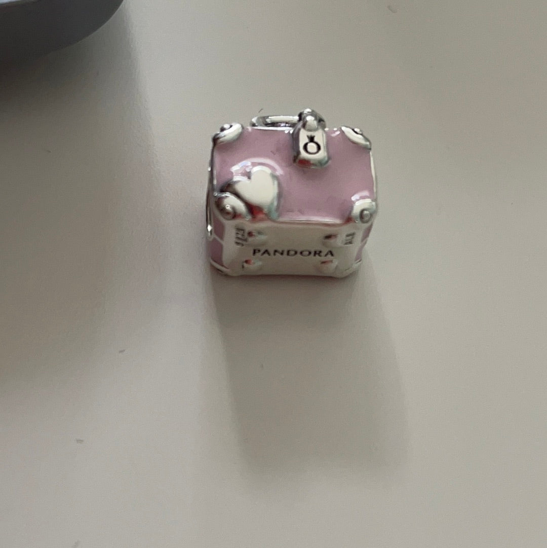 Genuine Pandora Pink Enamel Suitcase Travel Charm 'Love Travels'