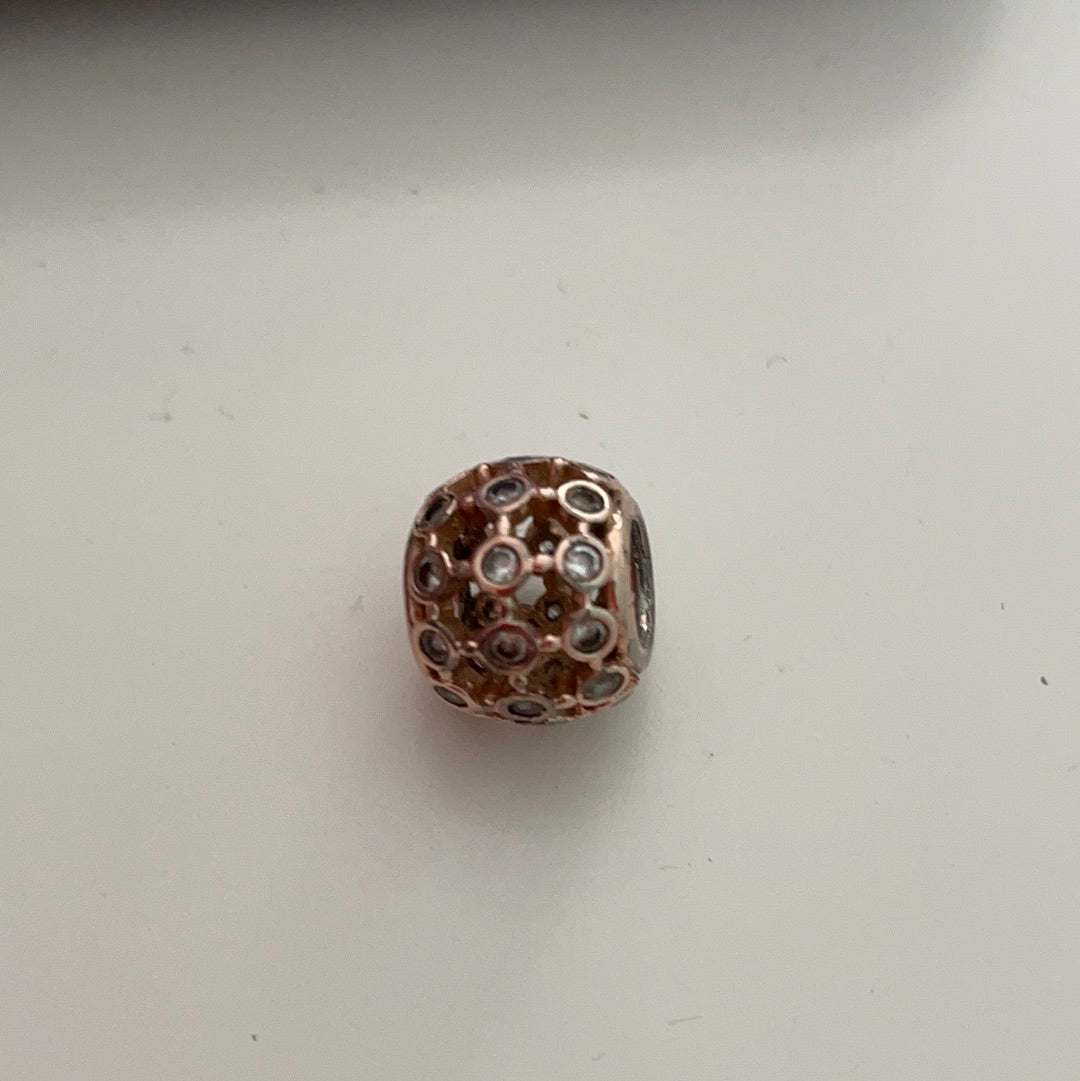Genuine Pandora Rose Gold Clear Spotlight Cz Charm Openwork