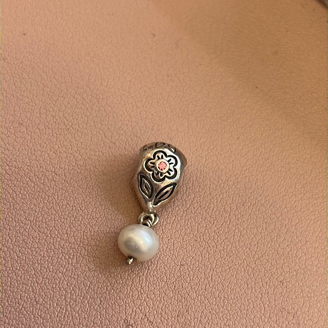 Genuine Pandora Pearl Bloom Flower Pink CZ HTF Dangle