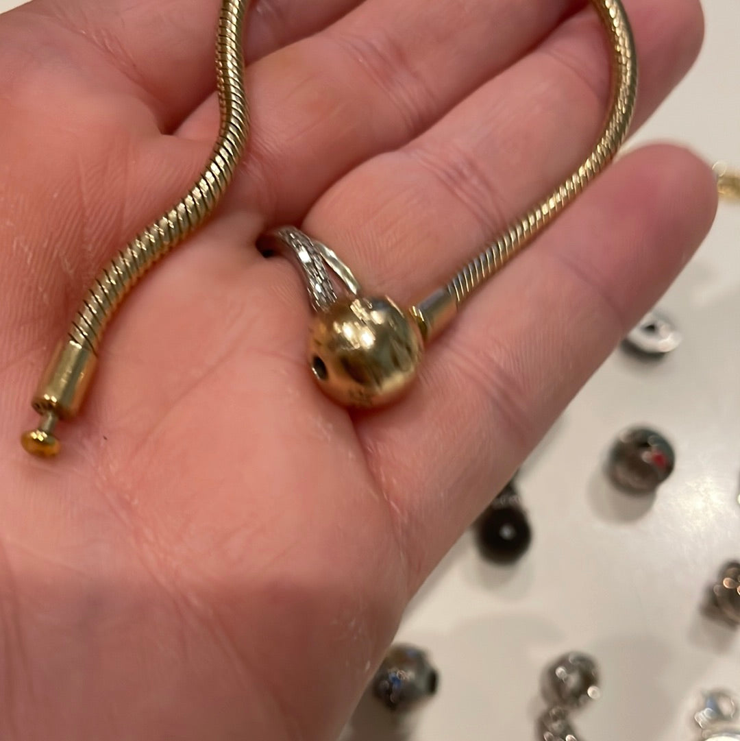 Genuine Pandora Yellow Shine Gold Smooth Snake Chain 19cm New Style