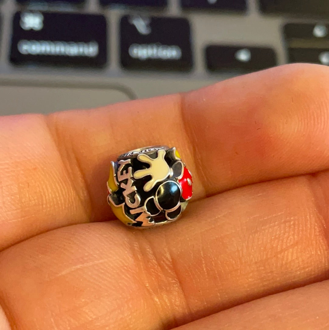 Genuine Pandora Disney Parks Exclusive Enamel Mickey Mania Openwork Charm