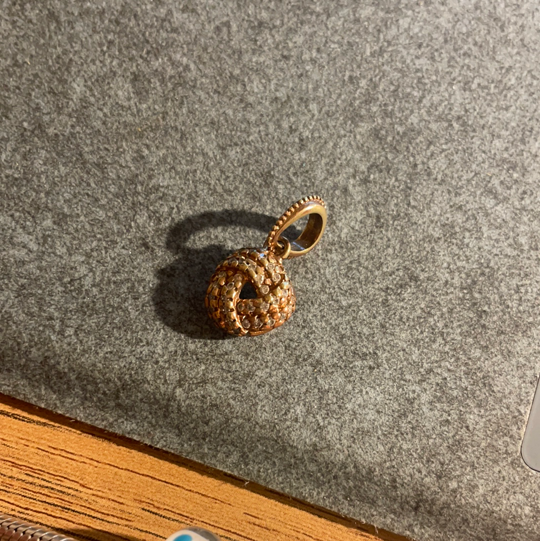 Genuine Pandora Rose Gold Sparkle Knot Pendant Dangle Charm